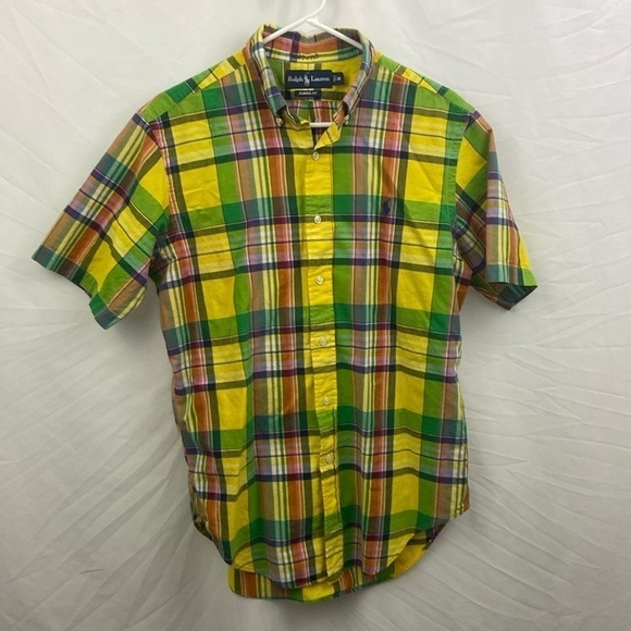Ralph Lauren Polo Mens Sz M Multi-color Plaid Short Sleeve Button Up Shirt - Picture 1 of 8